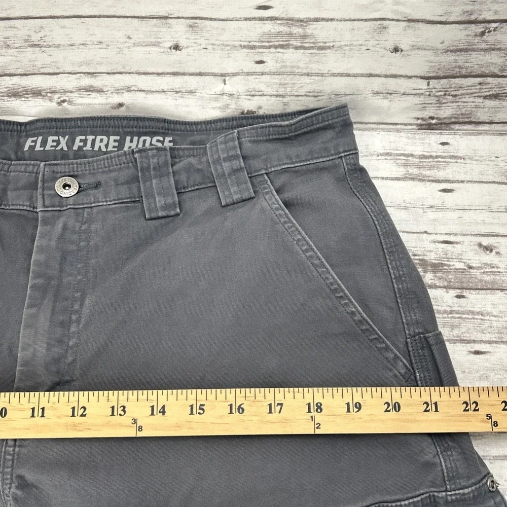 Duluth Flex Fire Hose Relaxed Fit Cargo Work Pants Men 34x31 Gray Canvas Stretch